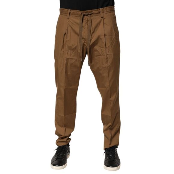 Dolce & Gabbana Brown Cotton Chino Mid Waist Men Jogger Men's Pants (Pre-Owned)